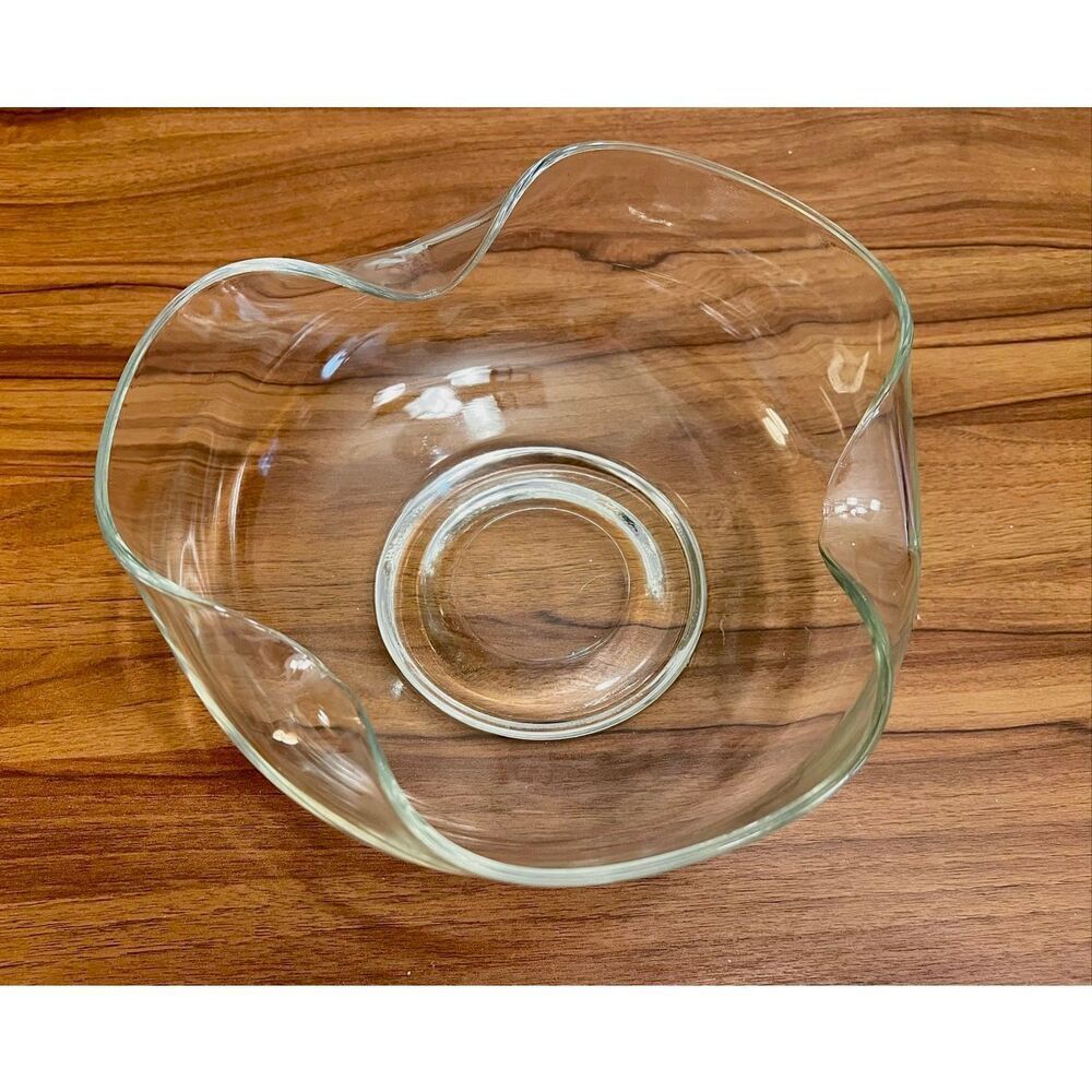 1950s Mid-Century Asymmetrical/ Wavy Glass Bowl MCM